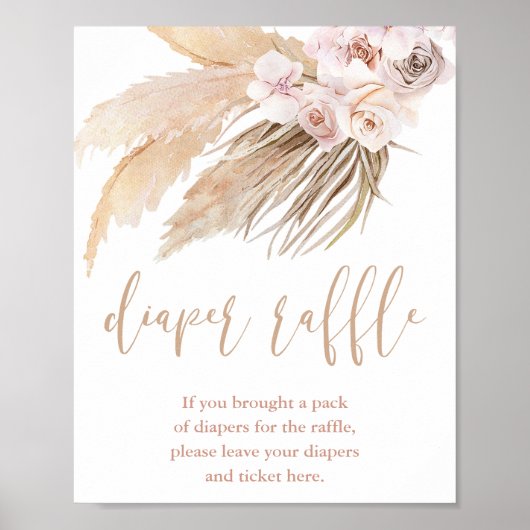 Pampas grass boho Wüste Thema Windelpreisunterschr Poster (Vorne)