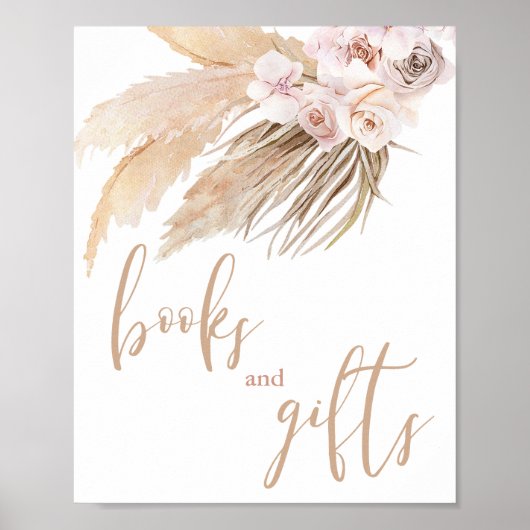 Pampas grass boho Wüstenbücher und Geschenkschild Poster (Vorne)