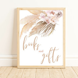 Pampas grass boho Wüstenbücher und Geschenkschild Poster