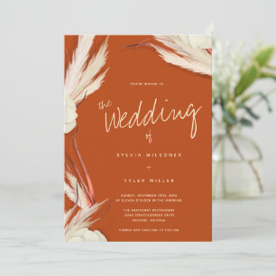 Pampas Grass Botanical Burnt Orange Wedding Einladung