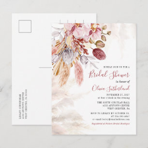 Pampas Grass Botanical Script Brautparty Einladungspostkarte