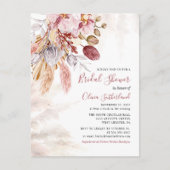 Pampas Grass Botanical Script Brautparty Einladungspostkarte (Vorderseite)