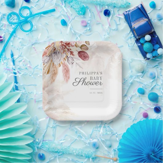 Pampas Grass Botanical Terracotta Kinderdusche Pappteller (Party)