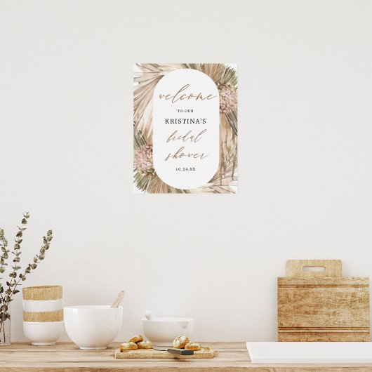 Pampas Grass Brautparty Begrüßungsunterschrift Poster (Küche)