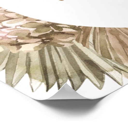 Pampas Grass Brautparty Begrüßungsunterschrift Poster (Ecke)