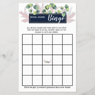 Pampas Grass Brautparty Bingo Game Card Flyer