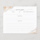 Pampas Grass Brautparty Rezept Karte (Vorderseite)
