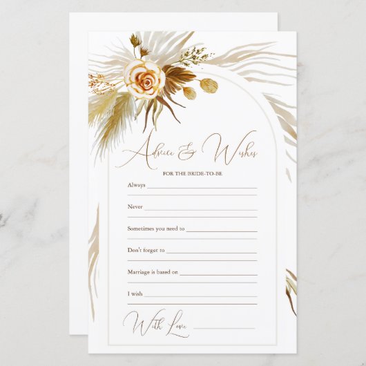 Pampas Grass Bride Advice und Wünsche Brautparty (Vorne/Hinten)