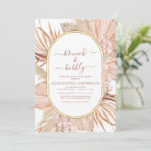 Pampas Grass Brunch Bubbly Boho Brautparty Invi Einladung (Stehend Vorderseite)