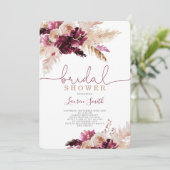 Pampas Grass burgundy Brautparty Einladung (Stehend Vorderseite)