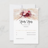 Pampas Grass Burgundy Red Chic Wedding RSVP (Vorderseite)