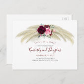 Pampas Grass Burgundy Red Floral Save the Date Ankündigungspostkarte