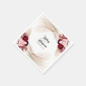 Pampas Grass Burgundy Red Floral Wedding Serviette (Ecke)