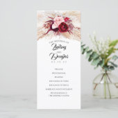 Pampas Grass Burgundy Red Modern Hochzeitsprogramm Programm (Stehend Vorderseite)