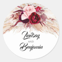 Pampas Grass Burgundy Red Modern Wedding