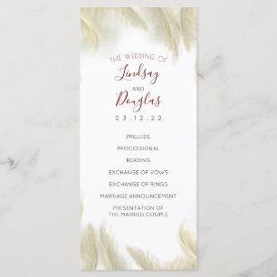 Pampas Grass Burgundy Red Wedding Programs Programm