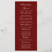 Pampas Grass Burgundy Red Wedding Programs Programm (Rückseite)
