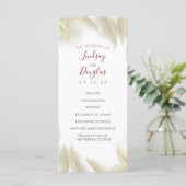 Pampas Grass Burgundy Red Wedding Programs Programm (Stehend Vorderseite)