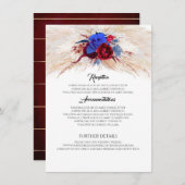 Pampas Grass Burgundy und Hochzeitsinformationen d Begleitkarte (Vorne/Hinten)