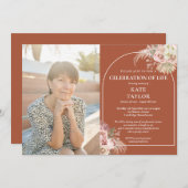 Pampas Grass Celebration of Life Funeral Foto Inv Einladung (Vorne/Hinten)