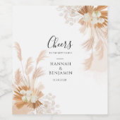 Pampas Grass Cheer Mr. und Mrs. Terracotta Weinetikett (Einzelnes Label)