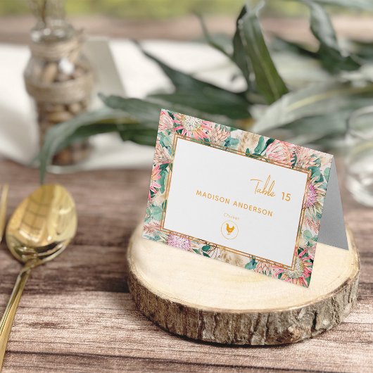 Pampas Grass Chicken Meal Choice Guest Name Card Tischnummer