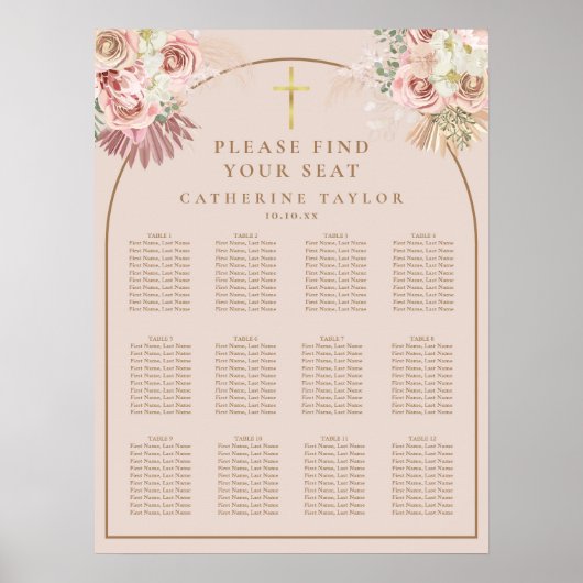 Pampas Grass Christian Event Seating Chart Poster (Vorne)