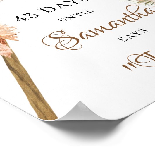 Pampas Grass Countdown Poster, getrocknet Palm Blä Poster (Ecke)