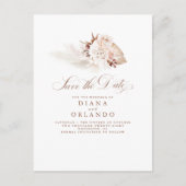 Pampas Grass Creme Blume Exotic Save the Date Ankündigungspostkarte (Vorderseite)