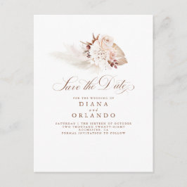 Pampas Grass Creme Blume Exotic Save the Date Ankündigungspostkarte