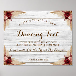 Pampas Grass Dancing Feet Flip Flops Hochzeitszeic Poster