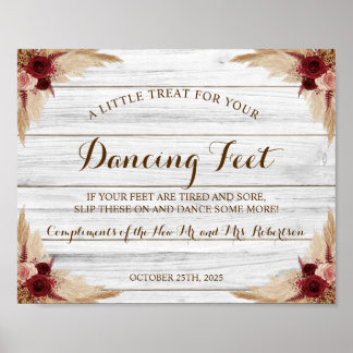 Pampas Grass Dancing Feet Flip Flops Hochzeitszeic Poster