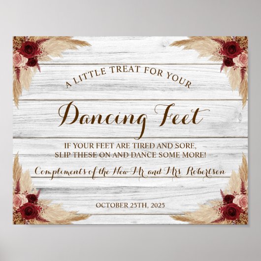 Pampas Grass Dancing Feet Flip Flops Hochzeitszeic Poster (Vorne)