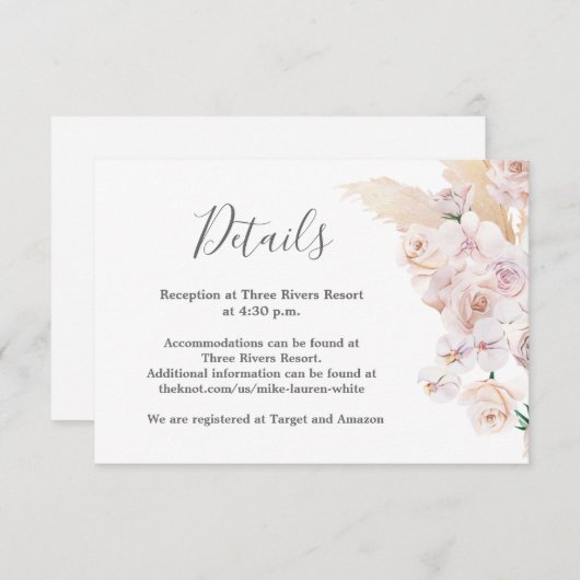 Pampas Grass Details Hochzeitskarte RSVP Karte (Vorne/Hinten)