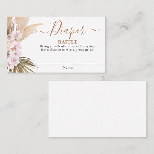 Pampas Grass Diaper Raffekarte Begleitkarte (Vorne/Hinten)