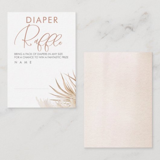 Pampas Grass Diaper Raffel Ticket Begleitkarte (Vorne/Hinten)