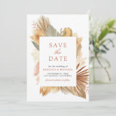 Pampas Grass Dried Palm Blätter Hochzeitsstift Fot Save The Date (Stehend Vorderseite)