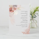 Pampas Grass Dried Palms Wasserfarbe Hochzeit Einladung (Stehend Vorderseite)