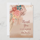 Pampas Grass Driving floral Terracotta Boho Weddin Dankeskarte (Vorderseite)