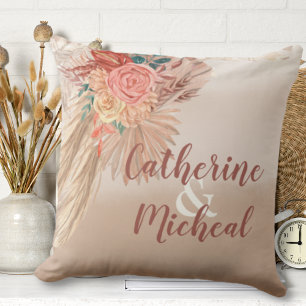 Pampas Grass Driving floral Terracotta Boho Weddin Kissen