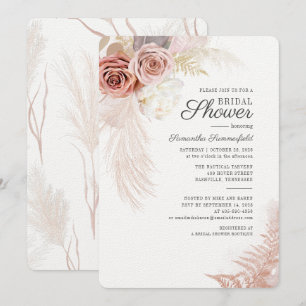 Pampas Grass Driving floral Terracotta Brautparty Einladung