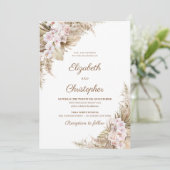 Pampas Grass Driving Palm Blush Rose Orchid Weddin Einladung (Stehend Vorderseite)