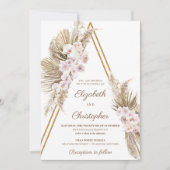 Pampas Grass Driving Palm Dusty Rose Orchid Weddin Einladung (Vorderseite)