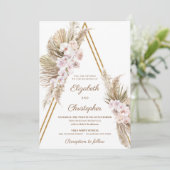Pampas Grass Driving Palm Dusty Rose Orchid Weddin Einladung (Stehend Vorderseite)
