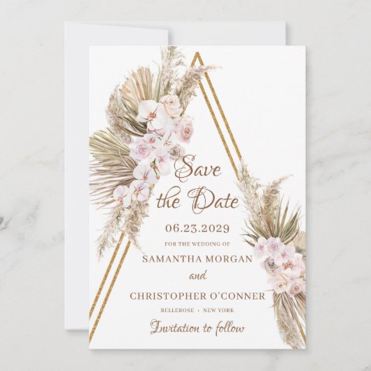 Pampas Grass Driving Palm Imitate Gold Arch Dusty Save The Date (Vorderseite)