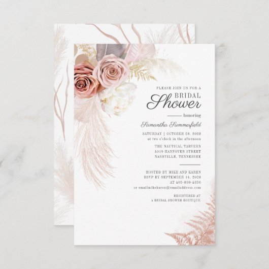 Pampas Grass Driving Palm Terracotta Brautparty Einladung (Vorne/Hinten)