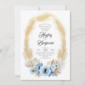 Pampas Grass Dusty Blue Blumen Probe Dinner Einladung (Vorderseite)
