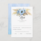Pampas Grass Dusty Blue Floral Wedding RSVP (Vorne/Hinten)