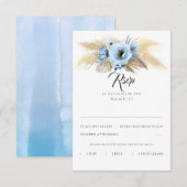 Pampas Grass Dusty Blue Floral Wedding RSVP Karte (Vorne/Hinten)