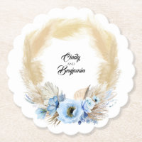 Pampas Grass Dusty Blue Floral Wreath Boho Summer